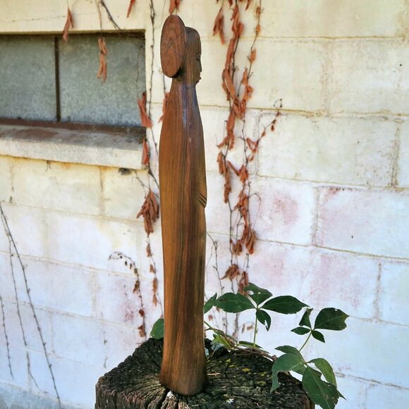 Macassar Ebony African Praying Woman Statue 12.5" Mid-Century Carving - Picture 12 of 12